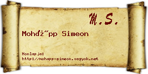 Mohápp Simeon névjegykártya